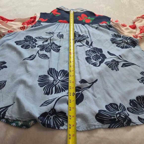 Plus 2X Maeve x Anthropologie Paz contrast button down shirt blouse red blue - Picture 11 of 12